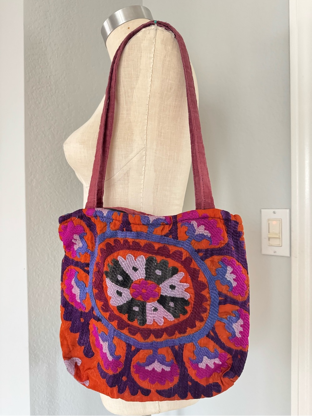 Artisan Made Embroidered Uzbekistan Zip Up Tote